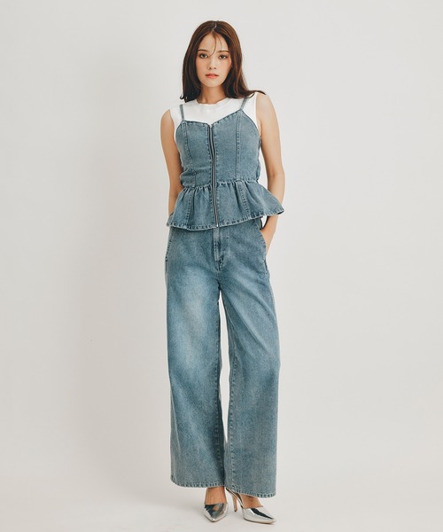 REDYAZEL（レディアゼル）の「【Vintage Denim Series】ヴィンテージウォッシュバックレースアップデニムビスチェ（キャミソール・レディース・ブルー/ネイビー・FREE）」の10枚目の写真