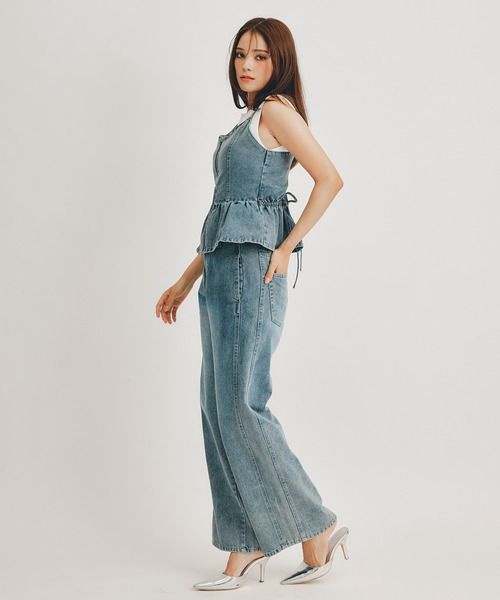 REDYAZEL（レディアゼル）の「【Vintage Denim Series】ヴィンテージウォッシュバックレースアップデニムビスチェ（キャミソール・レディース・ブルー/ネイビー・FREE）」の11枚目の写真