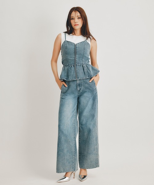 REDYAZEL（レディアゼル）の「【Vintage Denim Series】ヴィンテージウォッシュバックレースアップデニムビスチェ（キャミソール・レディース・ブルー/ネイビー・FREE）」の12枚目の写真