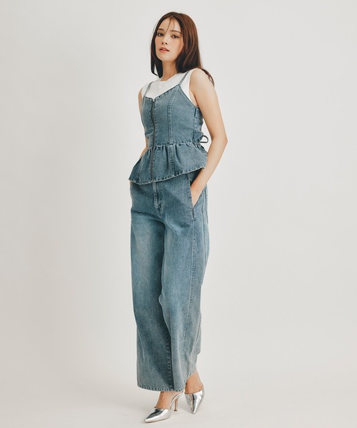 REDYAZEL（レディアゼル）の「【Vintage Denim Series】ヴィンテージウォッシュバックレースアップデニムビスチェ（キャミソール・レディース・ブルー/ネイビー・FREE）」の13枚目の写真