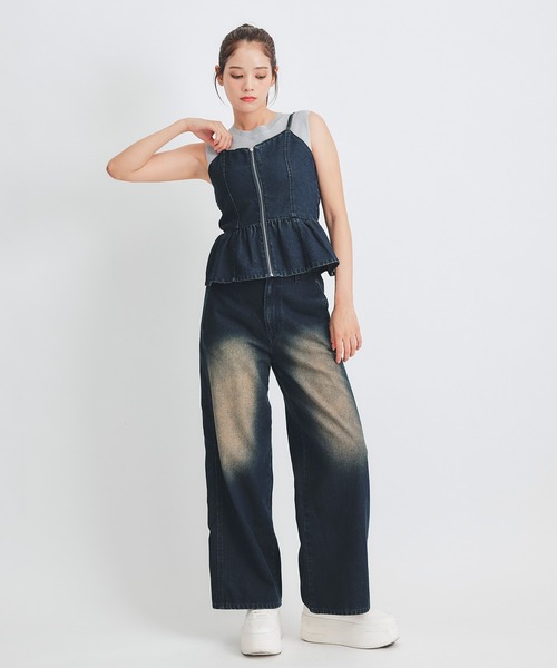 REDYAZEL（レディアゼル）の「【Vintage Denim Series】ヴィンテージウォッシュバックレースアップデニムビスチェ（キャミソール・レディース・ブルー/ネイビー・FREE）」の15枚目の写真