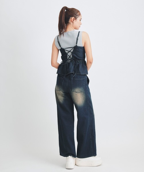REDYAZEL（レディアゼル）の「【Vintage Denim Series】ヴィンテージウォッシュバックレースアップデニムビスチェ（キャミソール・レディース・ブルー/ネイビー・FREE）」の16枚目の写真