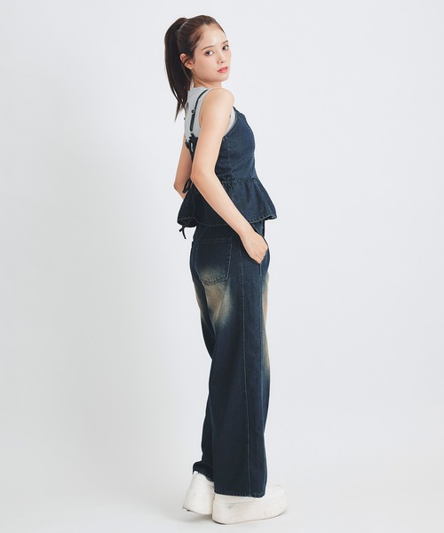 REDYAZEL（レディアゼル）の「【Vintage Denim Series】ヴィンテージウォッシュバックレースアップデニムビスチェ（キャミソール・レディース・ブルー/ネイビー・FREE）」の20枚目の写真