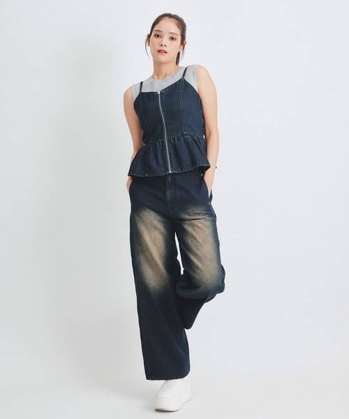 REDYAZEL（レディアゼル）の「【Vintage Denim Series】ヴィンテージウォッシュバックレースアップデニムビスチェ（キャミソール・レディース・ブルー/ネイビー・FREE）」の21枚目の写真