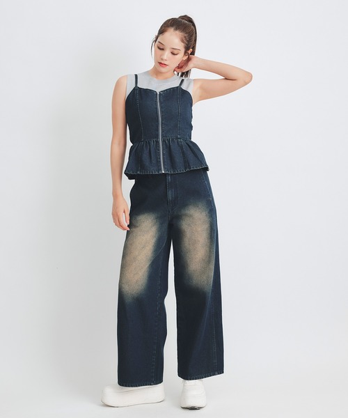 REDYAZEL（レディアゼル）の「【Vintage Denim Series】ヴィンテージウォッシュバックレースアップデニムビスチェ（キャミソール・レディース・ブルー/ネイビー・FREE）」の22枚目の写真