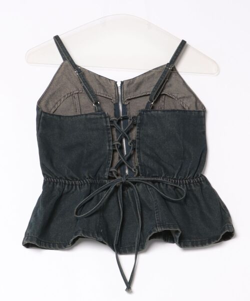 REDYAZEL（レディアゼル）の「【Vintage Denim Series】ヴィンテージウォッシュバックレースアップデニムビスチェ（キャミソール・レディース・ブルー/ネイビー・FREE）」の5枚目の写真