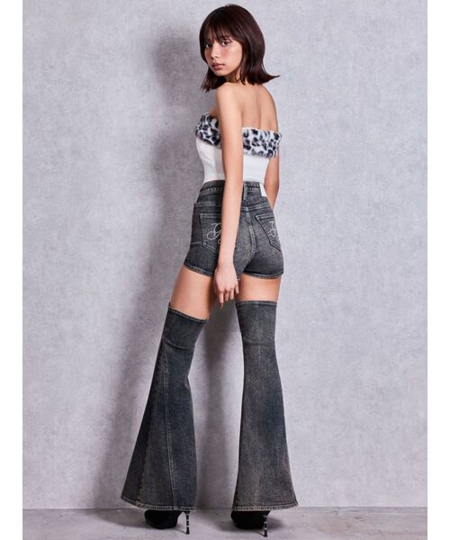 GYDA（ジェイダ）の「ハイウエスト2WAYガーターデザインフレアデニムパンツ（デニムパンツ・レディース・インディゴブルー/ライトブルー・SMALL/MEDIUM）」の10枚目の写真