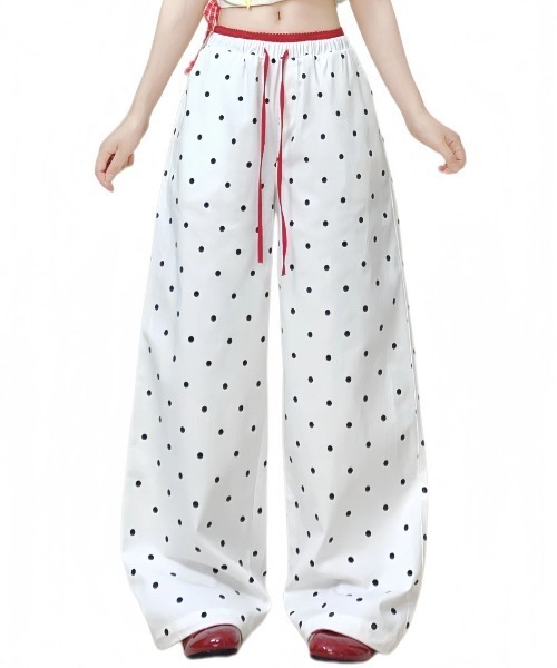 &soiree(アンドソワレ)の「ウエストレイヤードドット柄イージーワイドパンツ(その他パンツ・レディース・ブラック/ホワイト・X-LARGE/LARGE/MEDIUM/SMALL)」の1枚目の写真
