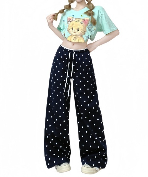 &soiree(アンドソワレ)の「ウエストレイヤードドット柄イージーワイドパンツ(その他パンツ・レディース・ブラック/ホワイト・X-LARGE/LARGE/MEDIUM/SMALL)」の5枚目の写真