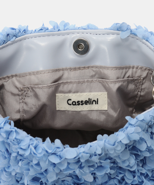 SLOBE IENA（スローブイエナ）の「casselini/キャセリーニ SLOBE別注 フラワーバッグ 254-110526（クラッチバッグ・レディース・ブラック/スカイブルー・FREE）」の9枚目の写真
