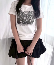 フォトテキストプリントショート丈半袖Tシャツ