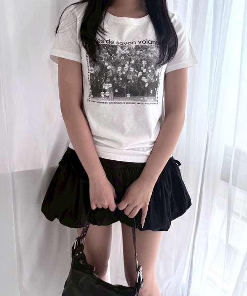 fiere（フィエール）の「フォトテキストプリントショート丈半袖Tシャツ（Tシャツ/カットソー・レディース・ホワイト・WM）」の3枚目の写真