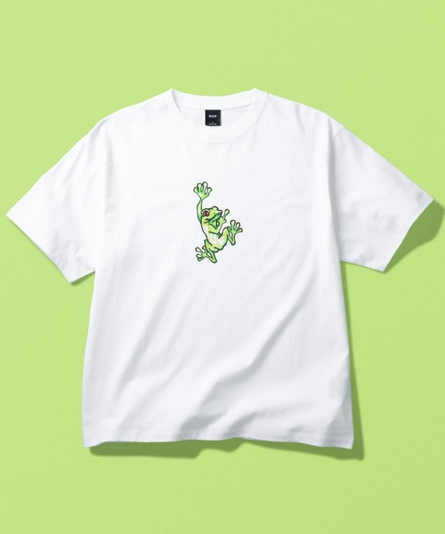 HUF(ハフ)の「STUCK ON YOU TEE(Tシャツ/カットソー・メンズ・ホワイト/パープル系・L/XL/M/S/XXL)」の1枚目の写真