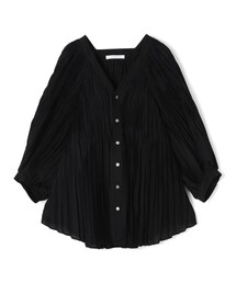 GALERIE VIE | コットンシルクプリーツ Vネックシャツ(シャツ/ブラウス)