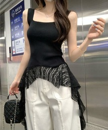 HALEY PESCA | HALEY PESCA/裾レースドッキング スクエアネックタンクトップ(タンクトップ)