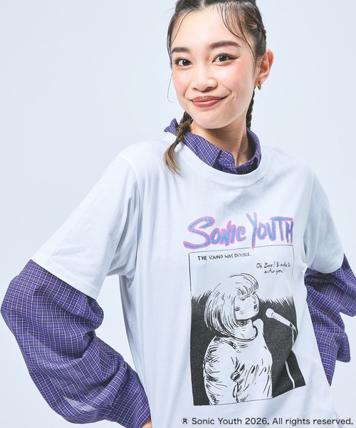 niko and...(ニコアンド)の「【SONIC YOUTH / ソニック・ユース】アソートTシャツ(Tシャツ/カットソー・レディース・ホワイト/グリーン/ブルー/オフホワイト・FREE)」の2枚目の写真