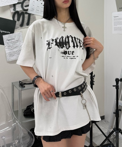 Figments(フィグメンツ)の「77フェードビックT(Tシャツ/カットソー・レディース・ホワイト/ブラック・FREE)」の2枚目の写真