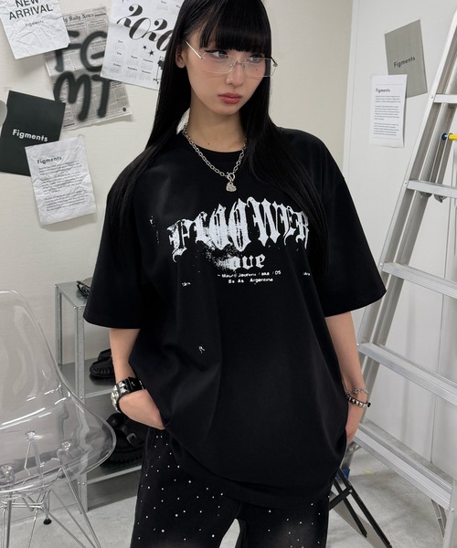 Figments(フィグメンツ)の「77フェードビックT(Tシャツ/カットソー・レディース・ホワイト/ブラック・FREE)」の5枚目の写真