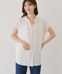 ワッシャーバンドカラーシャツ