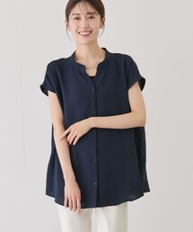ワッシャーバンドカラーシャツ