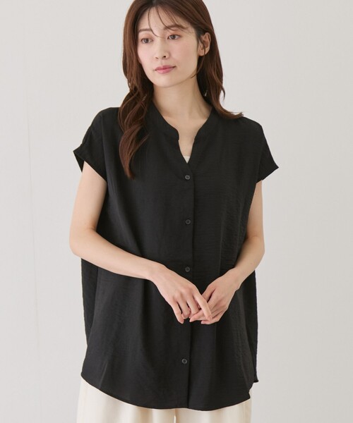Jayro(ジャイロ)の「ワッシャーバンドカラーシャツ(シャツ/ブラウス・レディース・ホワイト系その他5/ホワイト系その他/ブルー系その他4/ブルー系その他2/ブラック・M)」の4枚目の写真