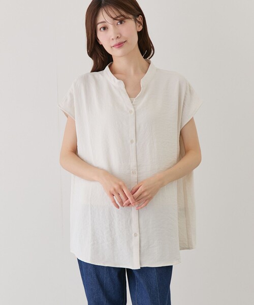Jayro(ジャイロ)の「ワッシャーバンドカラーシャツ(シャツ/ブラウス・レディース・ホワイト系その他5/ホワイト系その他/ブルー系その他4/ブルー系その他2/ブラック・M)」の18枚目の写真