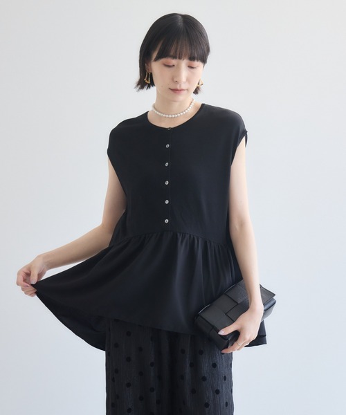 Paradise Picnic（パラダイスピクニック）の「ペプラムチュニック（Tシャツ/カットソー・レディース・ブラック/ブラウン・FREE）」の3枚目の写真