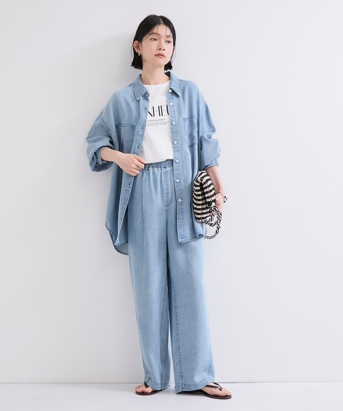 le cercle ADAM ET ROPE'（ルセルクルアダムエロペ）の「テンセルツイルデニムシャツ/セットアップ対応（シャツ/ブラウス・レディース・ブルー/サックスブルー・FREE）」の10枚目の写真