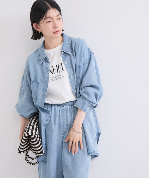 le cercle ADAM ET ROPE'（ルセルクルアダムエロペ）の「テンセルツイルデニムシャツ/セットアップ対応（シャツ/ブラウス・レディース・ブルー/サックスブルー・FREE）」の13枚目の写真