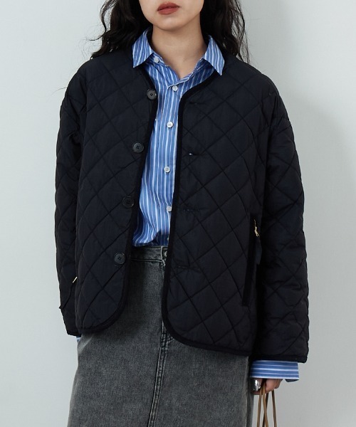絎縫羽絨 無領外套