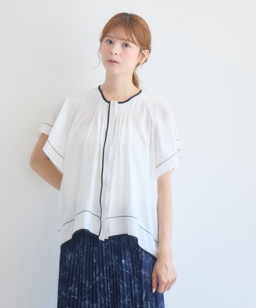 KATHARINE ROSS（キャサリンロス）の「バイカラーパイピングブラウス（シャツ/ブラウス・レディース・ブラック/オフホワイト・FREE）」の20枚目の写真