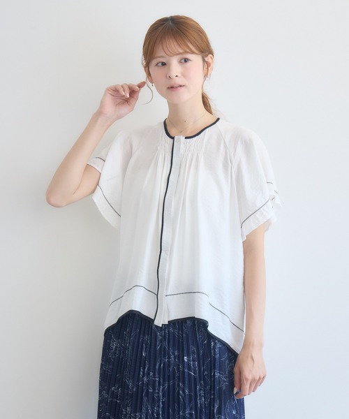 KATHARINE ROSS（キャサリンロス）の「バイカラーパイピングブラウス（シャツ/ブラウス・レディース・ブラック/オフホワイト・FREE）」の21枚目の写真
