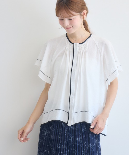 KATHARINE ROSS（キャサリンロス）の「バイカラーパイピングブラウス（シャツ/ブラウス・レディース・ブラック/オフホワイト・FREE）」の22枚目の写真