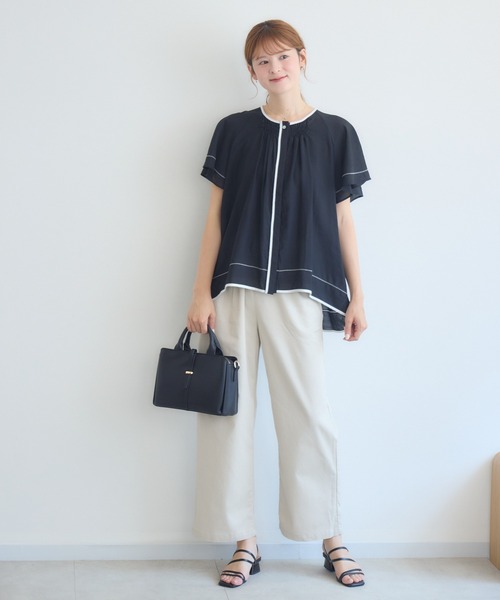 KATHARINE ROSS（キャサリンロス）の「バイカラーパイピングブラウス（シャツ/ブラウス・レディース・ブラック/オフホワイト・FREE）」の4枚目の写真