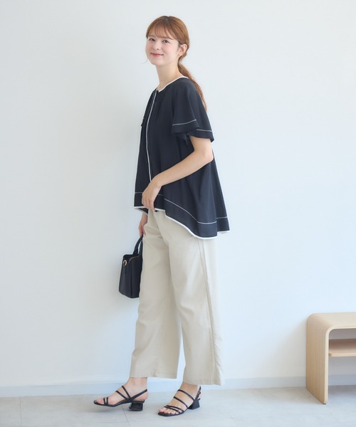 KATHARINE ROSS（キャサリンロス）の「バイカラーパイピングブラウス（シャツ/ブラウス・レディース・ブラック/オフホワイト・FREE）」の7枚目の写真