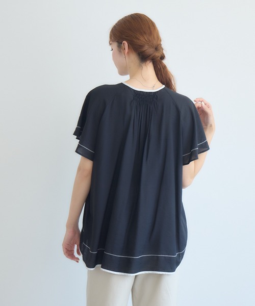 KATHARINE ROSS（キャサリンロス）の「バイカラーパイピングブラウス（シャツ/ブラウス・レディース・ブラック/オフホワイト・FREE）」の3枚目の写真