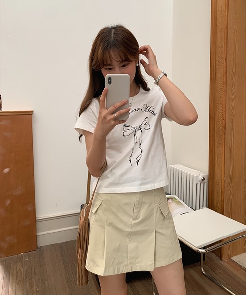 Girly Doll(ガーリードール)の「リボンプリントTシャツ(Tシャツ/カットソー・レディース・ホワイト・FREE)」の5枚目の写真