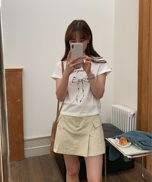 Girly Doll(ガーリードール)の「リボンプリントTシャツ(Tシャツ/カットソー・レディース・ホワイト・FREE)」の8枚目の写真