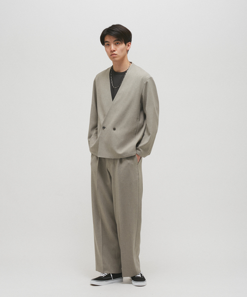 JOURNAL STANDARD(ジャーナルスタンダード)の「エフォートレス ノーカラー ジャケット(ノーカラージャケット・メンズ・ベージュ/ライトグレー/ネイビー・MEDIUM/LARGE)」の8枚目の写真