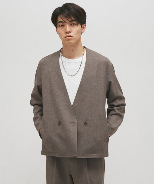 JOURNAL STANDARD(ジャーナルスタンダード)の「エフォートレス ノーカラー ジャケット(ノーカラージャケット・メンズ・ベージュ/ライトグレー/ネイビー・MEDIUM/LARGE)」の18枚目の写真