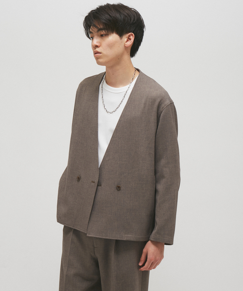 JOURNAL STANDARD(ジャーナルスタンダード)の「エフォートレス ノーカラー ジャケット(ノーカラージャケット・メンズ・ベージュ/ライトグレー/ネイビー・MEDIUM/LARGE)」の19枚目の写真