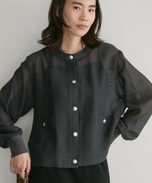 メッシュメタルボタンカーディガン