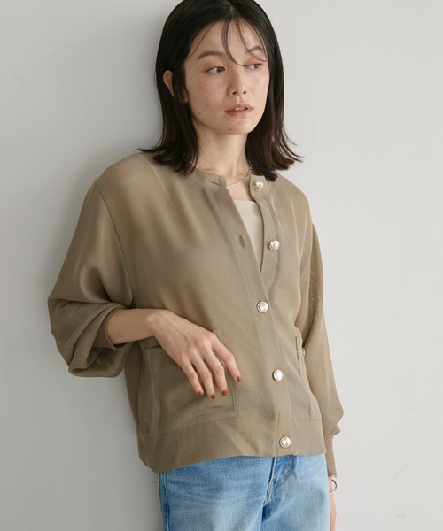 Doux archives(ドゥアルシーヴ)の「メッシュメタルボタンカーディガン(その他アウター・レディース・ブラック/チャコールグレー/キャメル・FREE)」の19枚目の写真
