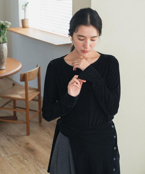 URBAN RESEARCH DOORS(アーバンリサーチドアーズ)の「シアーベロアプルオーバー(Tシャツ/カットソー・レディース・ブラック/ブラウン/ピンク・FREE)」の2枚目の写真