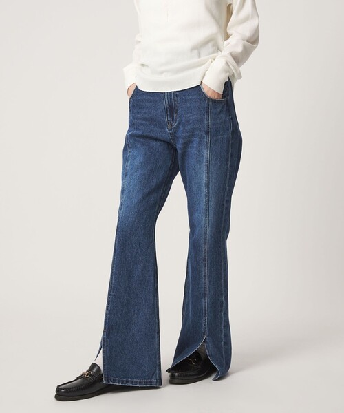 CITEN（シテン）の「＜CITEN＞デニムスリムフレアパンツ（デニムパンツ・レディース・ライトブルー/ダークグレー/コバルトブルー・S/M）」の5枚目の写真