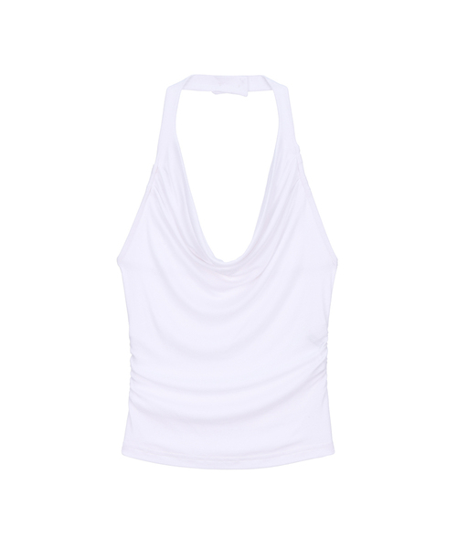 PROJECT WAVE(プロジェクトウェーブ)の「Halter Ring Top (4COLOR)(Tシャツ/カットソー・レディース・ホワイト/ライトグレー/Beige/ブラック・FREE)」の1枚目の写真