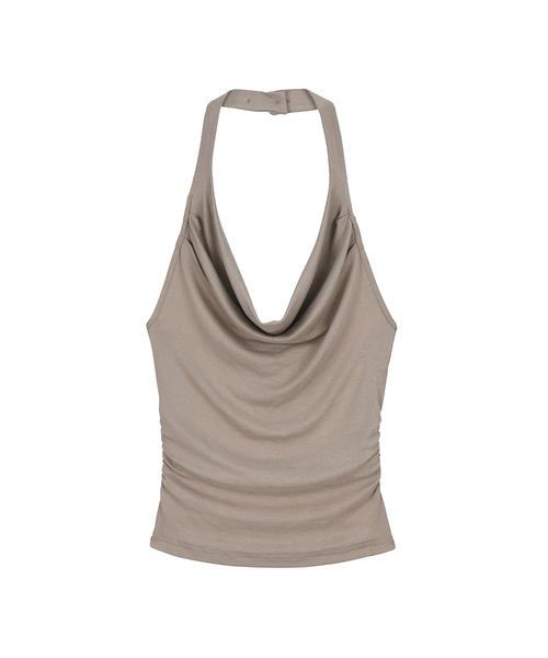 PROJECT WAVE(プロジェクトウェーブ)の「Halter Ring Top (4COLOR)(Tシャツ/カットソー・レディース・ホワイト/ライトグレー/Beige/ブラック・FREE)」の4枚目の写真