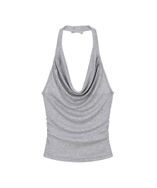 PROJECT WAVE(プロジェクトウェーブ)の「Halter Ring Top (4COLOR)(Tシャツ/カットソー・レディース・ホワイト/ライトグレー/Beige/ブラック・FREE)」の3枚目の写真