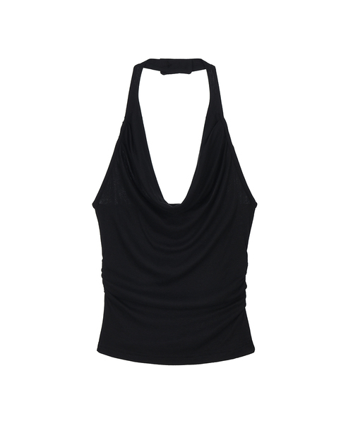 PROJECT WAVE(プロジェクトウェーブ)の「Halter Ring Top (4COLOR)(Tシャツ/カットソー・レディース・ホワイト/ライトグレー/Beige/ブラック・FREE)」の2枚目の写真