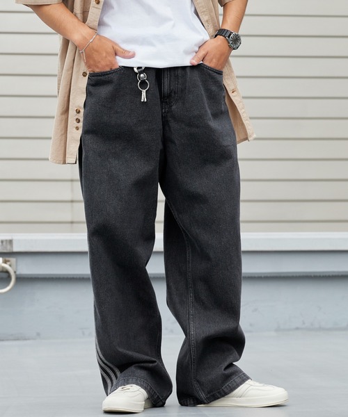 adidas（アディダス）の「adidas/アディダス ORI SST DENIM TRACK PANTS デニム トラックパンツ サイドライン デニムパンツ メンズ レディース 2026年 秋 秋服 冬 冬服（デニムパンツ・メンズ・ブラック・36/34/32/30）」の16枚目の写真